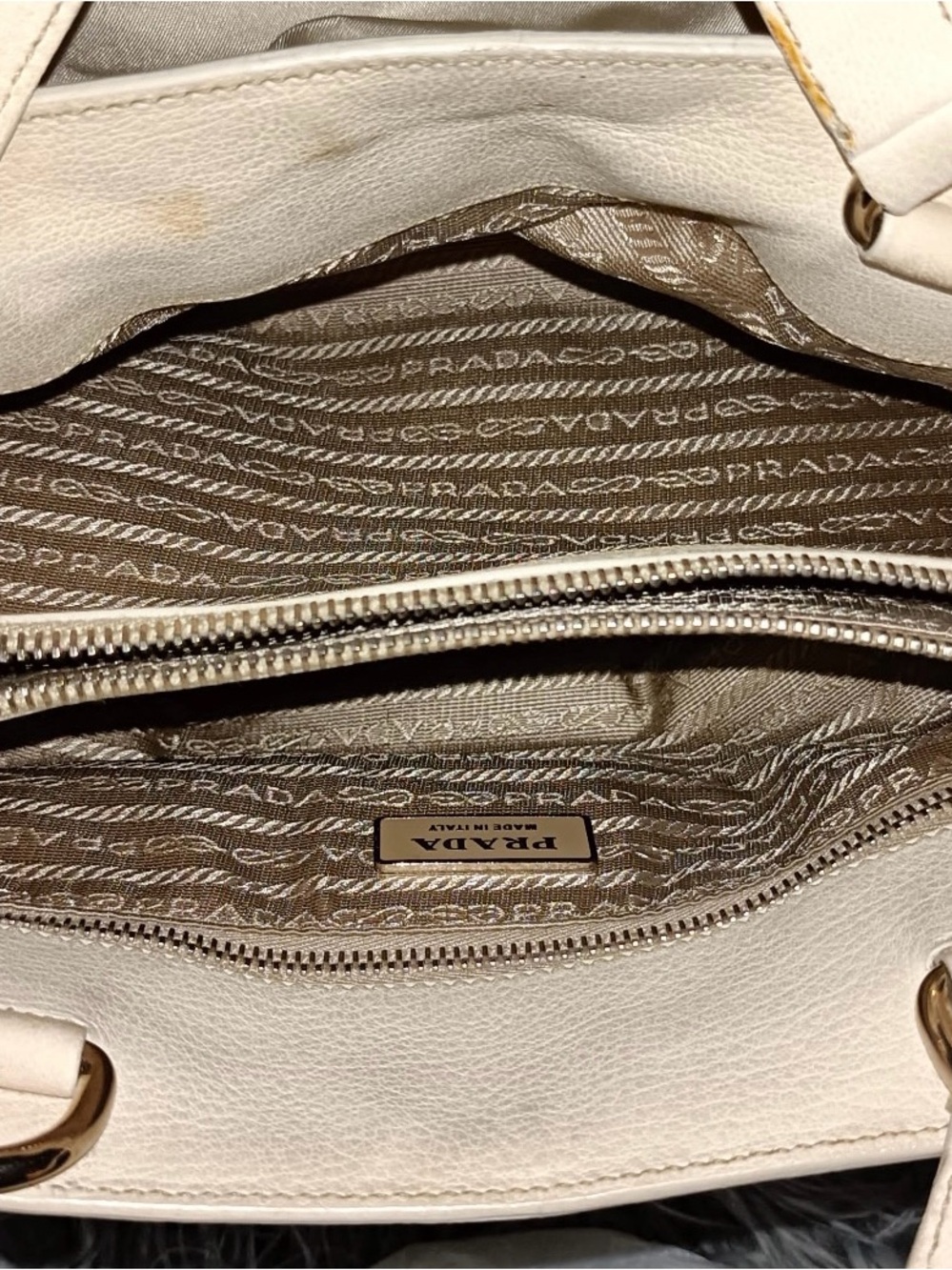 Prada Cream Nylon and Leather Shoulder Bag - Picture 8 of 16